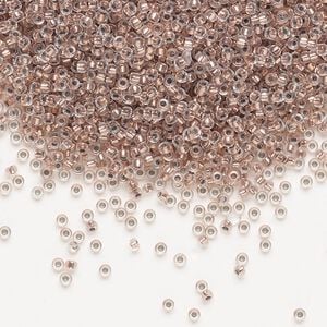 Seed bead, Miyuki, glass, pkg/35g, #15 rocaille, transparent copper-lined crystal clear, (RR-197).