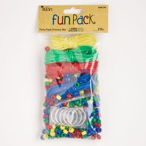 Cord and finding mix, steel and acrylic, pkg/1, silver finish and multicolored.