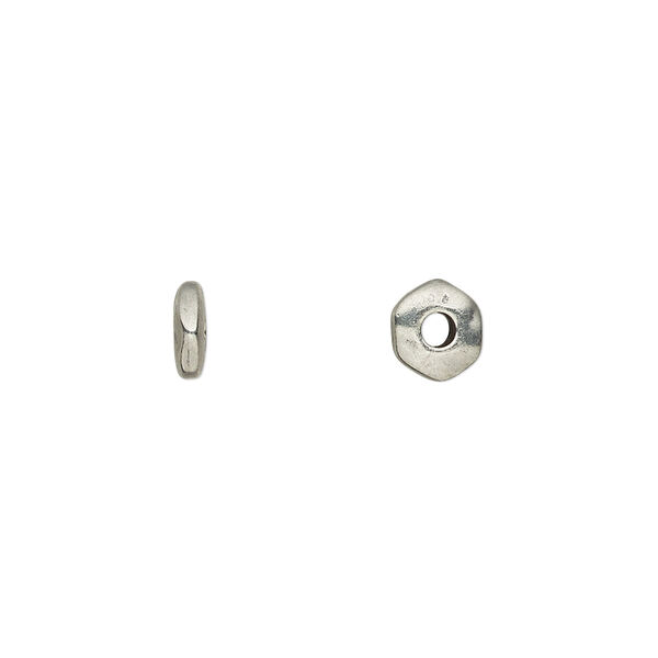Bead, TierraCast®, antiqued pewter (tin-based alloy), 6x2mm-7x2mm nugget rondelle. Sold per pkg of 100. image number 0