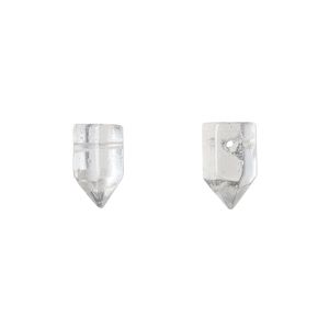 Quartz crystal 1pkg2, hand-cut top-drilled point bead natural 11x5mm-13x6mm