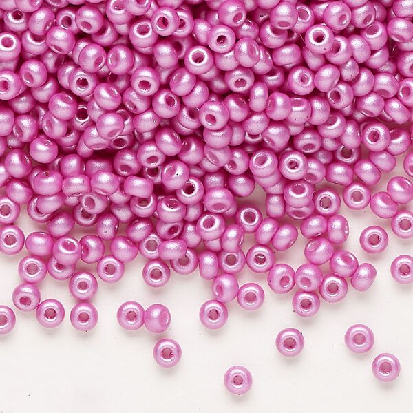 Seed bead, Preciosa Ornela Czech glass, pkg/50g, #8 rocaille, opaque PermaLux dyed lavender chalkwhite, (22012). image number 0