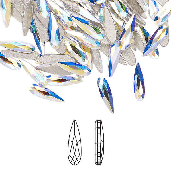 Flat back 180pk crystal AB foil back, Swarovski® 10x2.8mm raindrop 2304 image number 0