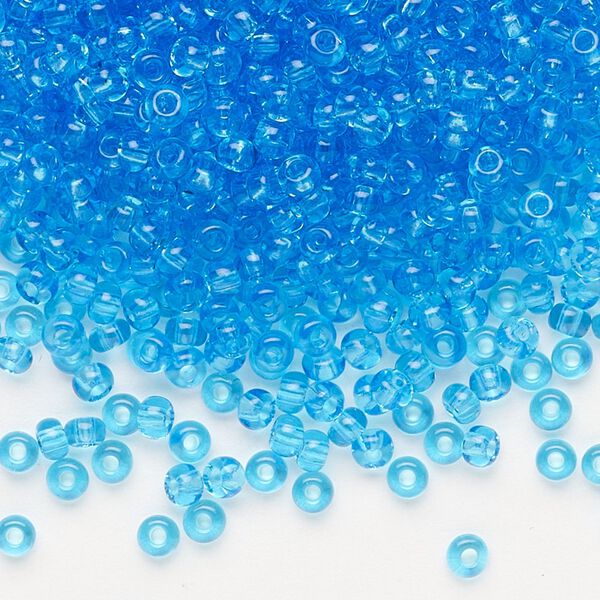 Seed bead, Preciosa Ornela, glass, transparent aquamarine, #8 rocaille. Sold per 50-gram pkg. image number 0