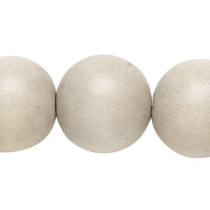 Bead, Taiwanese cheesewood (dyed / waxed), light grey, 19-20mm round. Sold per 15-1/2" to 16" strand.