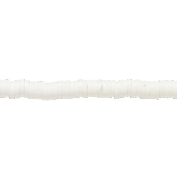 Bead, polymer clay, opaque white, 4x1mm heishi. Sold per pkg of (2) 16-inch strands. image number 0