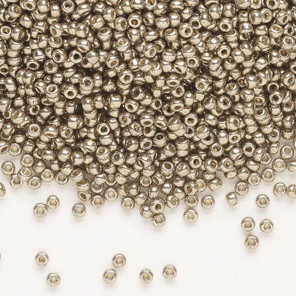 Seed bead, Miyuki, glass, pkg/25g, #11 rocaille, Duracoat® opaque galvanized pewter, (RR-4222). image number 0