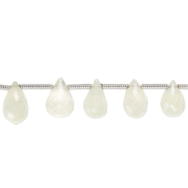 Bead, prehnite (natural), 7x5mm-11x7mm graduated hand-cut top-drilled faceted teardrop with 0.4-1.4mm hole, B grade, Mohs hardness 6 to 6-1/2. Sold per pkg of 20. image number 0