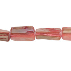 Mother-of-pearl shell 1pkg1, stick bead 15 inch salmon 13x6mm-16x14mm