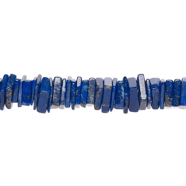 Bead, lapis lazuli (natural), 6x1mm-7x4mm hand-cut squaredelle with 0.4-1.4mm hole, B+ grade, Mohs hardness 5 to 6. Sold per 17-inch strand. image number 0
