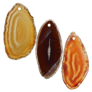 Black agate / red agate 1pkg3, hand-cut slice focal assortment 30x15mm-46x26mm