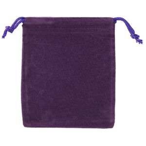 Pouch 1pkg25, velveteen and cotton, purple, 4 x 3 inch rectangle with drawstring closure.