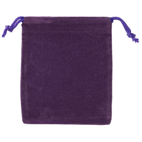 Pouch 1pkg25, velveteen and cotton, purple, 4 x 3 inch rectangle with drawstring closure. image number 0
