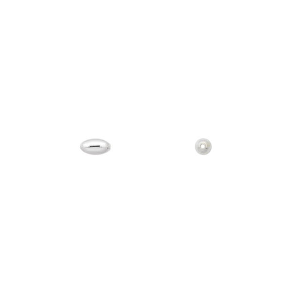 Bead, silver-plated brass, 4.5x2.5mm oval. Sold per pkg of 100. image number 0