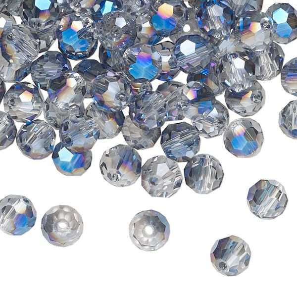Bead, glass, translucent crystal light blue, 6mm faceted round. Sold per pkg of 144 (1 gross). image number 0