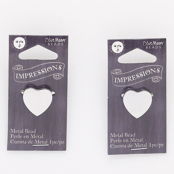 Bead, silver-finished "pewter" (zinc-based alloy), 16mm top-drilled heart. Sold per pkg of 2. image number 0