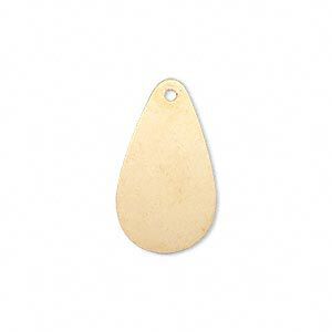 Drop, gold-finished brass, 24x12mm double-sided teardrop. Sold per pkg of 6.