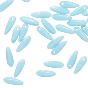 Bead 1pkg50 Czech pressed glass, opaque turquoise blue, 10x3mm top-drilled dagger.
