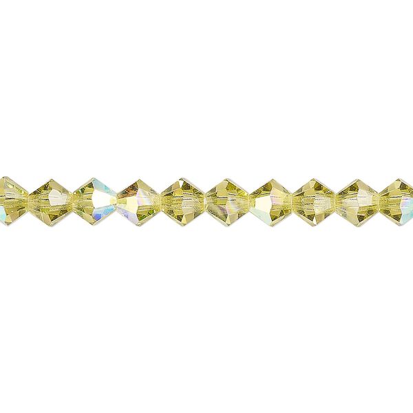Bead 576pk acid yellow AB, Preciosa Czech crystal 5mm bicone image number 0
