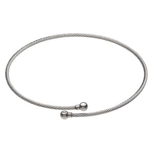 Neckwire, stainless steel, 3.5mm twisted cable, 16 inches with 8mm twist-off ball ends. Sold individually.