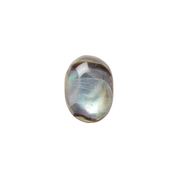 Cabochon, abalone shell (coated), 14x10mm calibrated oval, Mohs hardness 3-1/2. Sold per pkg of 6. image number 0