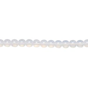 Bead, Preciosa, Czech glass druk, translucent white opal, 4mm round. Sold per 15-1/2" to 16" strand.