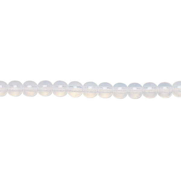 Bead, Preciosa, Czech glass druk, translucent white opal, 4mm round. Sold per 15-1/2" to 16" strand. image number 0