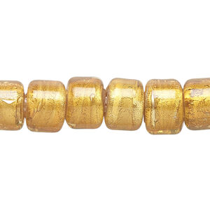 Bead, lampworked glass, semitransparent gold with fine silver foil, 12x8mm crow. Sold per 15-1/2" to 16" strand.