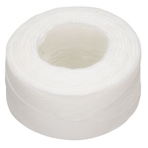 Thread, Hemptique®, polyester, pkg/50 yards, white, 0.8mm braided flat.