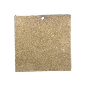 Drop, brass, 28x28mm double-sided flat square blank. Sold per pkg of 4.