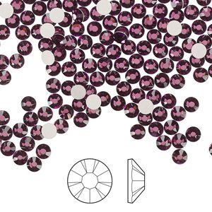 Flat back 144pk amethyst foil back, Preciosa MAXIMA Czech crystal rhinestone 3-3.2mm chaton rose round SS12
