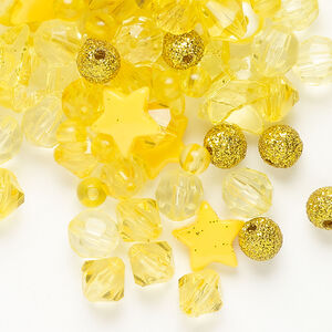 Bead mix 1pkg96, acrylic, mixed colors, 4x3mm-20x14mm mixed shapes.