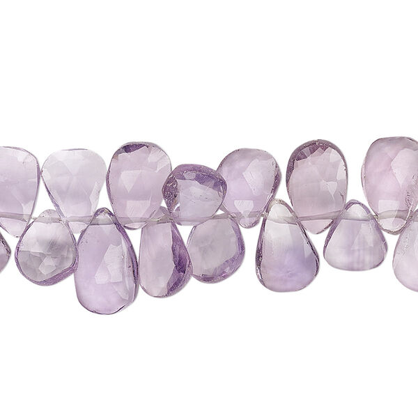 Amethyst 1pkg1, hand-cut top-drilled faceted puffed teardrop bead natural B grade, 9 inch 8x6mm-12x7mm image number 0