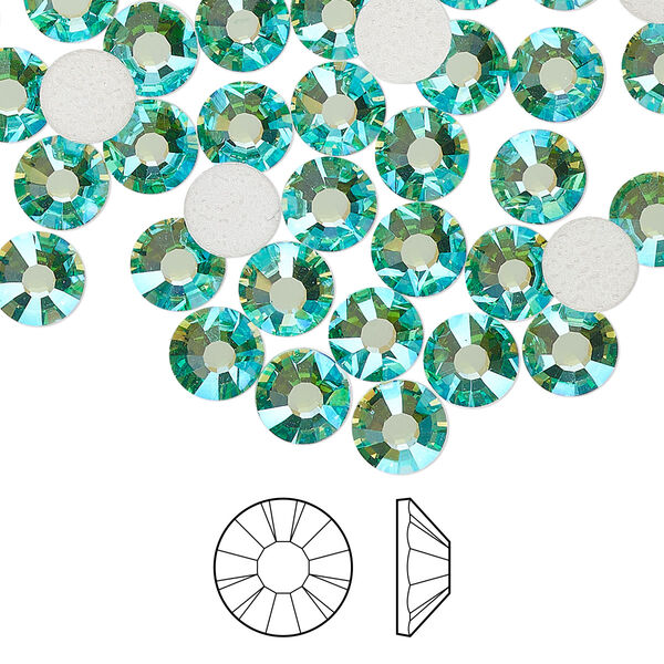Flat back 288pk Caribbean Sea AB foil back, Preciosa MAXIMA Czech crystal hotfix rhinestone 6.3-6.5mm chaton rose round SS30 image number 0