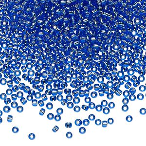 Seed bead, TOHO BEADS®, glass, pkg/50g, #11 round, transparent silver-lined sapphire (TR-11-35).