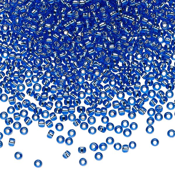 Seed bead, TOHO BEADS®, glass, pkg/50g, #11 round, transparent silver-lined sapphire (TR-11-35). image number 0