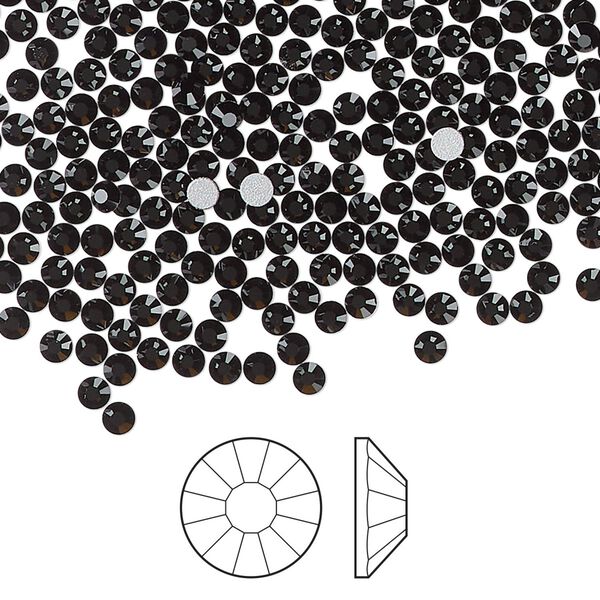 Flat back 1440pk jet foil back, Preciosa Viva 12® Czech crystal rhinestone 2.3-2.5mm chaton rose round SS8 image number 0