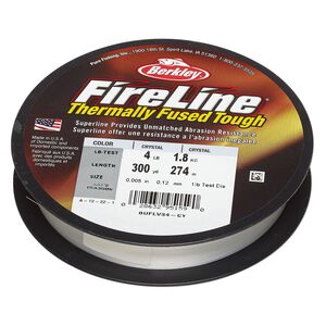 Thread, Berkley® FireLine®, high-modulus polyethylene, 8-fiber braid, crystal, 0.12mm diameter, 4-pound test. Sold per 300-yard spool.