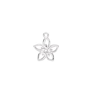Charm Amoracast® 1pkg1 sterling silver, 12mm single-sided cutout open plumeria flower