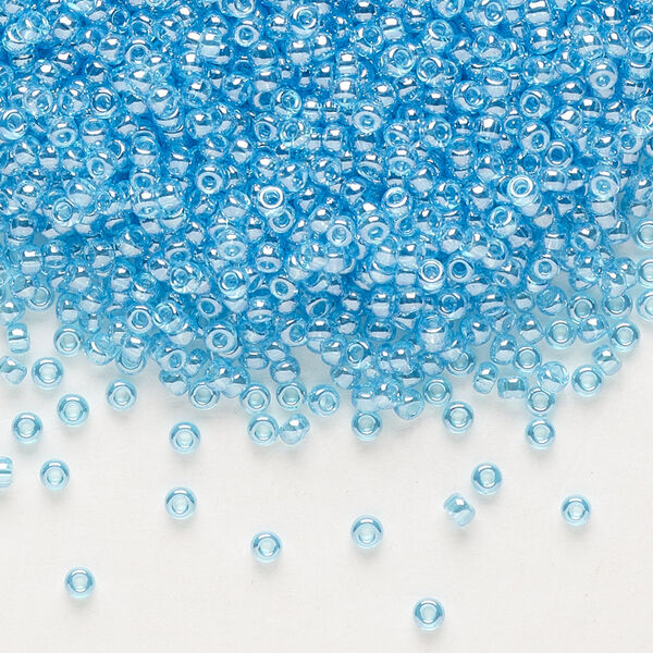 Seed bead, Miyuki, glass, pkg/250g, #11 rocaille, translucent luster ocean blue, (RR-321D). image number 0