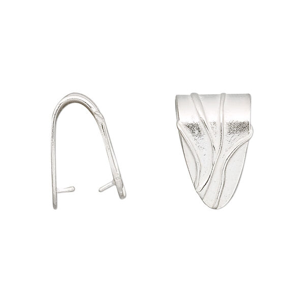 Bail, JBB Findings, fold over style, sterling silver, 16x10mm shield. Sold individually. image number 0