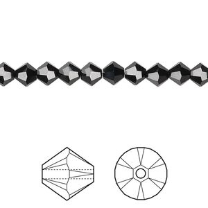 Bead 24pk jet, Crystal Passions® 5mm bicone 5328