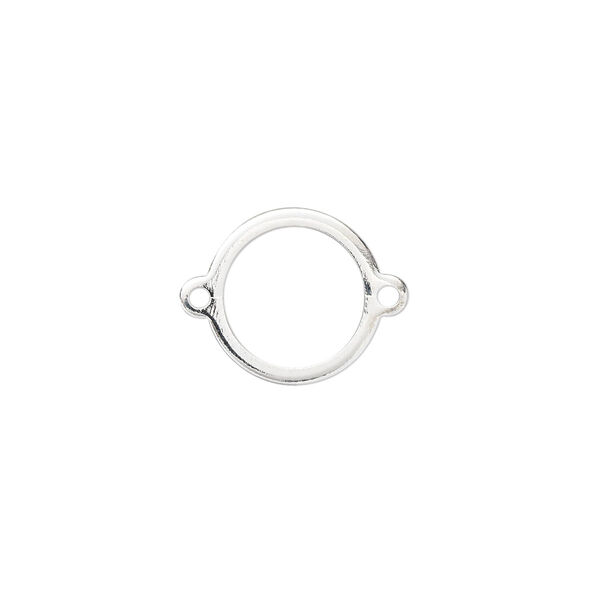 Link, silver-plated brass, 13mm open round. Sold per pkg of 20. image number 0