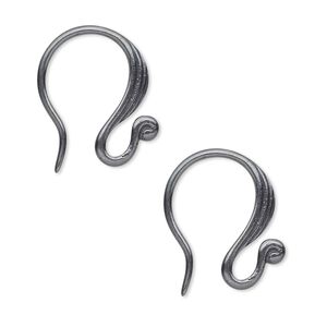 Ear wire French hook JBB Findings 1pkg2 gunmetal-plated, 18mm / lines, 16 gauge brass 1 pair