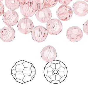 Bead 288pk light rose, Swarovski® 8mm round 5000