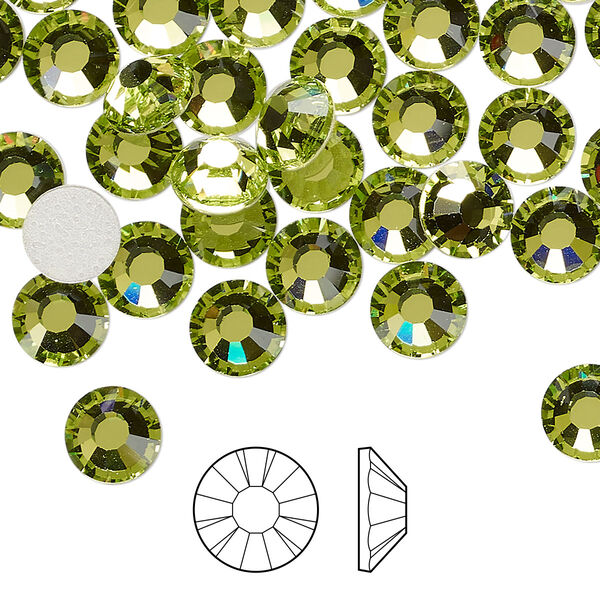 Flat back 12pk limecicle foil back, Preciosa MAXIMA Czech crystal hotfix rhinestone 7.069-7.272mm chaton rose round SS34 image number 0
