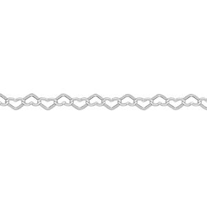 Chain 1pkg1 sterling silver cable, 3.5mm flat heart, 5 foot unfinished