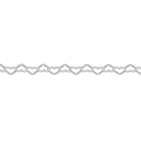Chain, sterling silver, 3.5mm flat heart cable. Sold per 5-foot spool. image number 0
