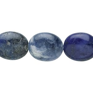 Sodalite 1pkg1, puffed oval bead natural 15.5-16 inch 16x14mm