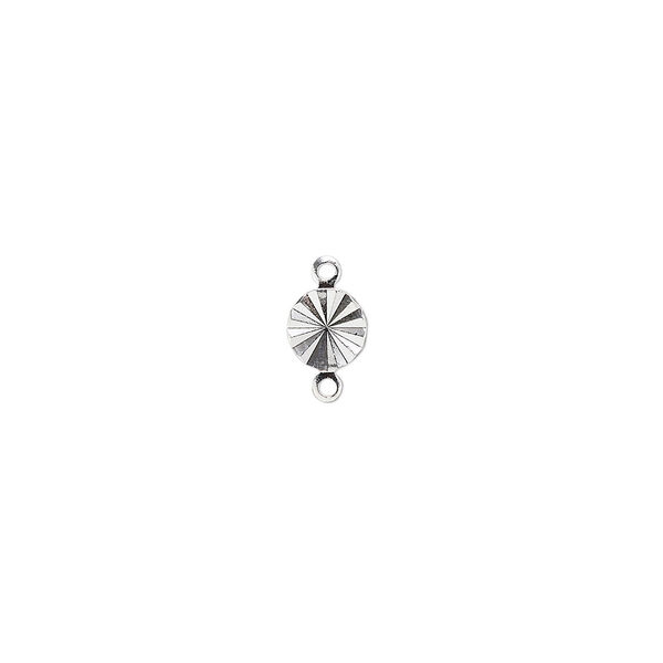 Link, silver-plated brass, 6mm double-sided diamond-cut round. Sold per pkg of 100. image number 0