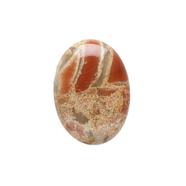 Cabochon, spotted chalcedony (natural), 25x18mm calibrated oval, B grade, Mohs hardness 6-1/2 to 7. Sold individually. image number 0
